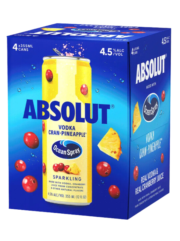 Absolut Vodka & Ocean Spray Cranberry Pineapple RTD 4pk 355mL