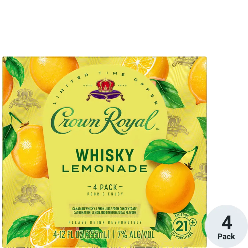 Crown Royal Cocktails Whisky Lemonade 355mL 4pk