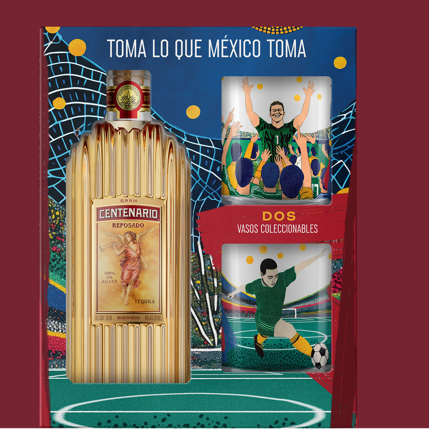 Gran Centenario Tequila Reposado 750mL w/ 2 Glasses Gift Set