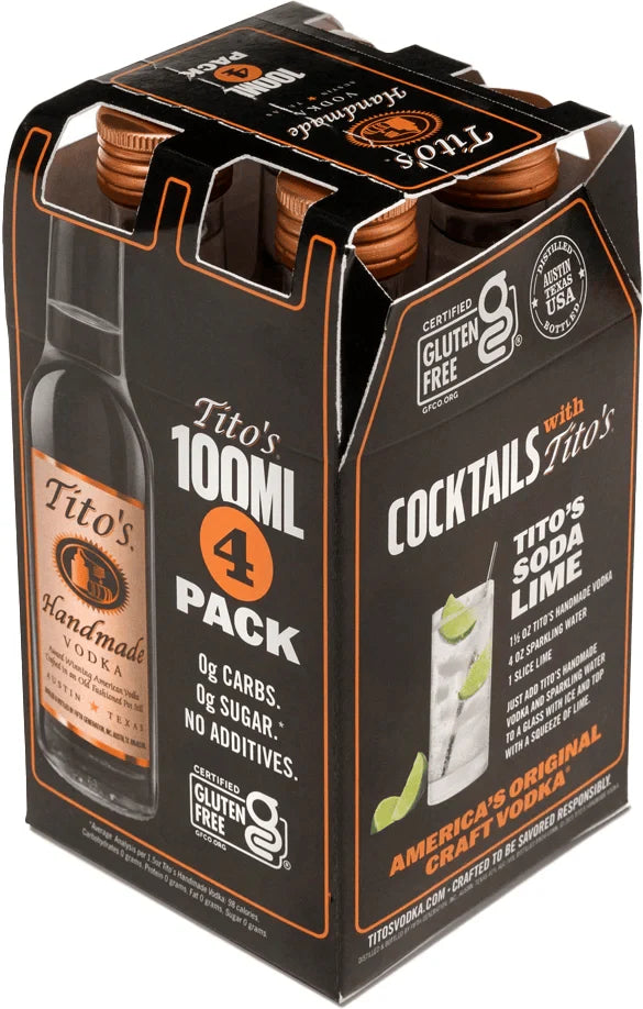 Tito's Handmade Vodka 100ml 4pk
