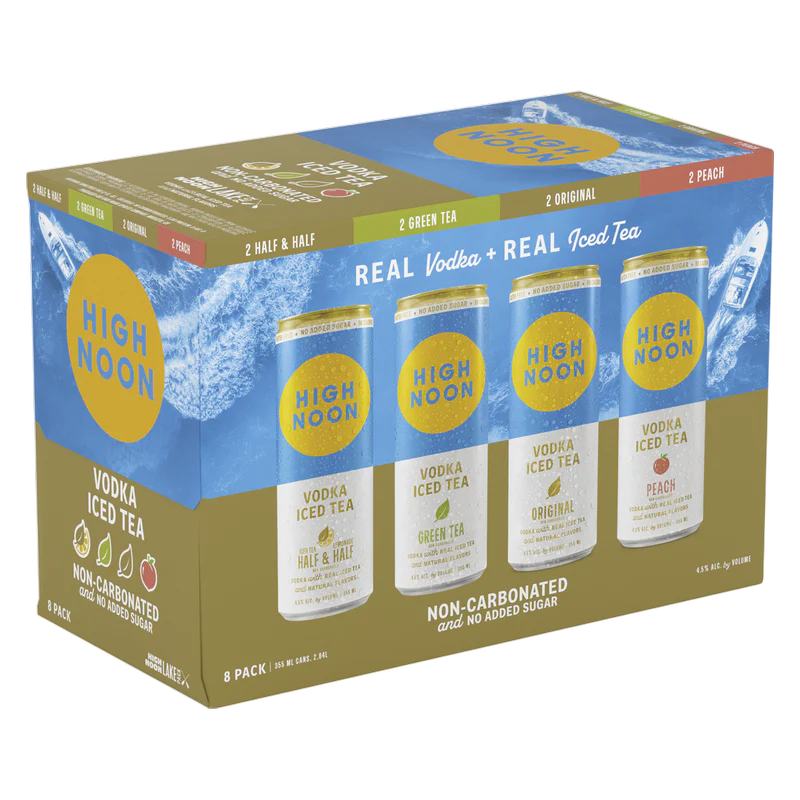 High Noon Vodka + Iced Tea Variety Pack 355ml 8pk (Half&half, Green, Original, Peach)