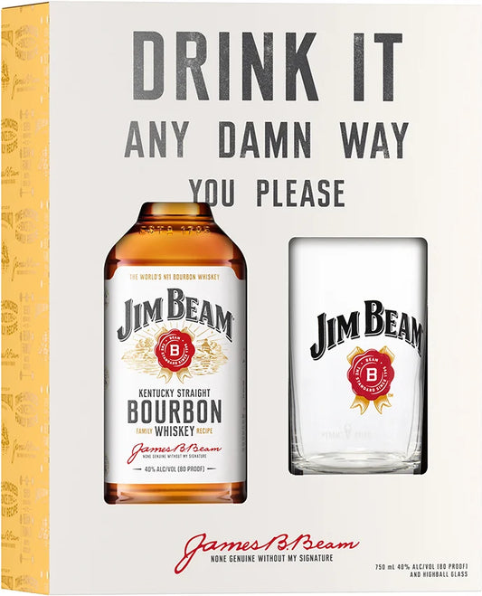 Jim Beam BBN 750mL w/ Highball Glass Holiday Gift Set