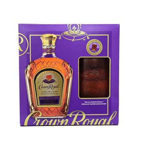 Crown Royal Canadian Whisky w/ 8oz flask 750mL gift set