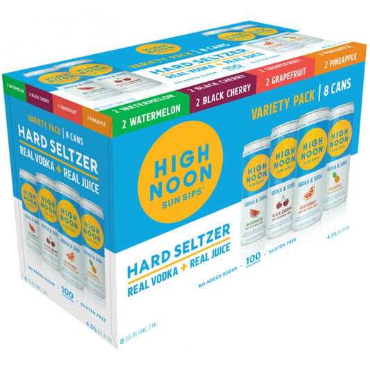 High Noon Vodka Seltzer (Watermelon/Black Cherry/Grapefruit/Pineapple Variety 355mL 8Pk