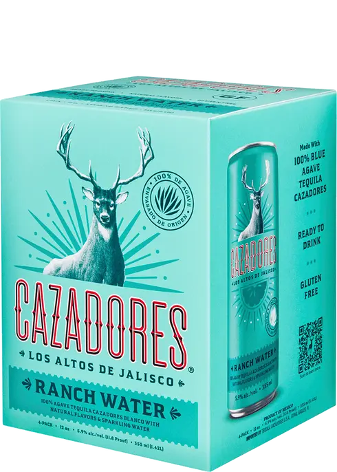 Cazadores Tequila Cocktails Ranch Water 355mL 4pk