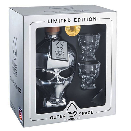 Outer Space Vodka LE Chrome w/2 shot glasses 750mL Gift Set