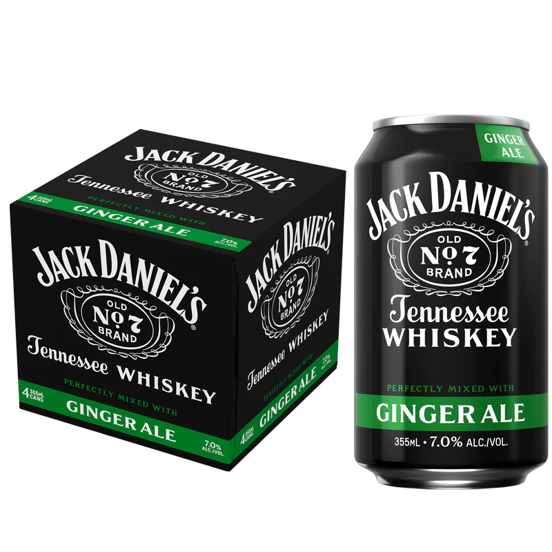 Jack Daniel's RTD Ginger Ale 355mL 4pk