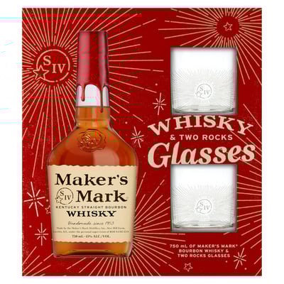 Maker's Mark BBN w/ 2 rocks glasses 750mL