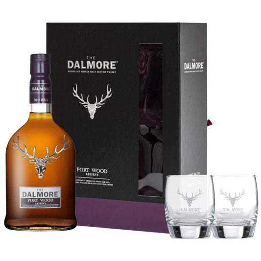 Dalmore Scotch Port Wood Reserve Single Malt w/ 2 glass Gift Set