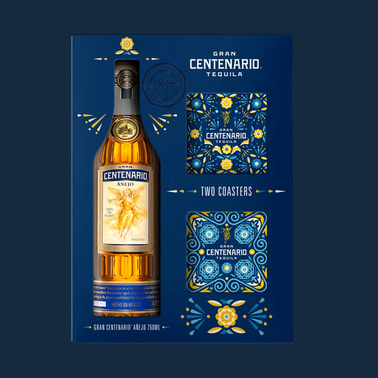Gran Centenario Tequila Anejo 750mL w/ 2 Coasters Gift Set